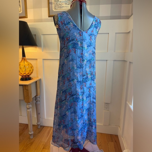 Italian Floral Blue Sleeveless Maxi Dress Size XS - Picture 4 of 6